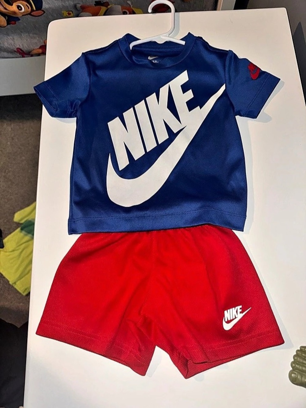 Nike Toddler Boys Dri-FIT Tee and Mesh Shorts 2-Piece Set Blue & Red 2T